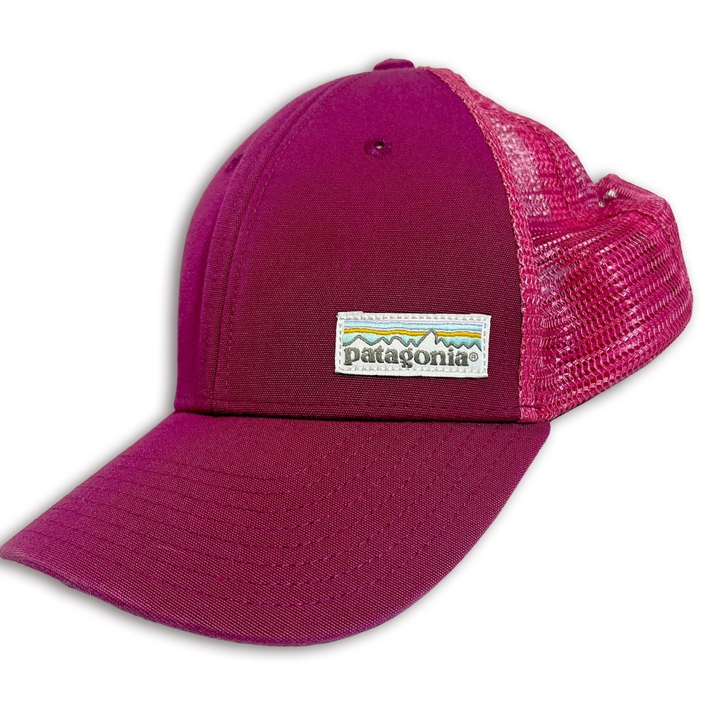 Patagonia P-6 Logo Trucker Hat LoPro Mesh Snap Back Adjustable Pink Magenta
